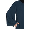 Loose Fit abaya with fashionable buttons on front panel - Teal Loose Fit abaya with fashionable buttons on front panel - Teal